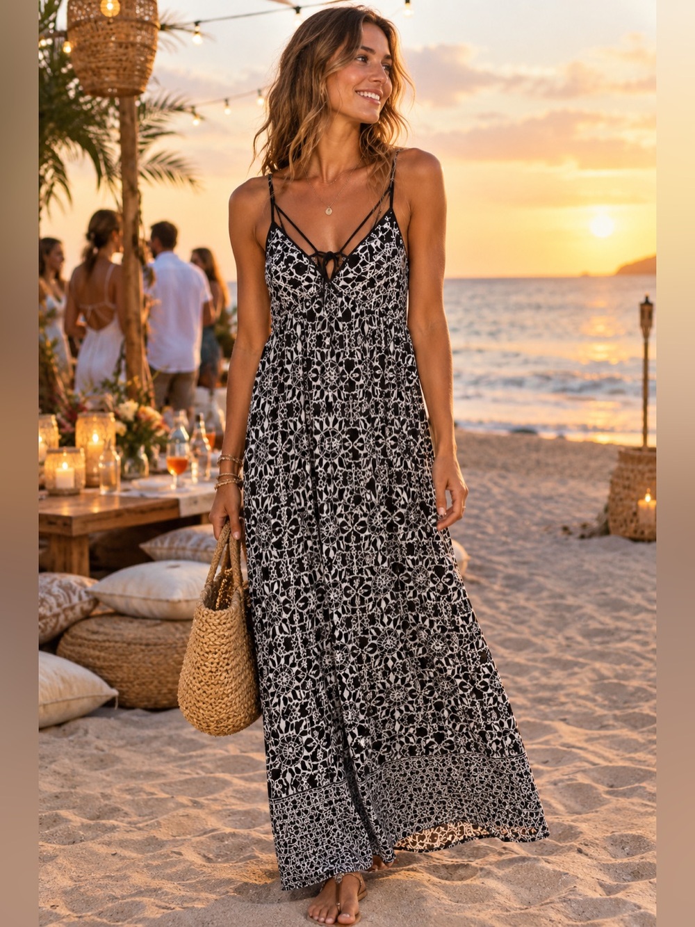 Dex Flowy B&W Maxi Dress